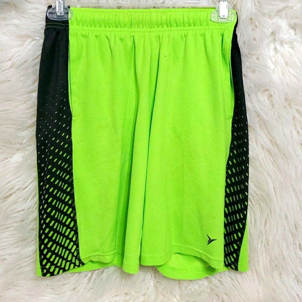 Boys lime green and black okd navy active athletic shorts medium